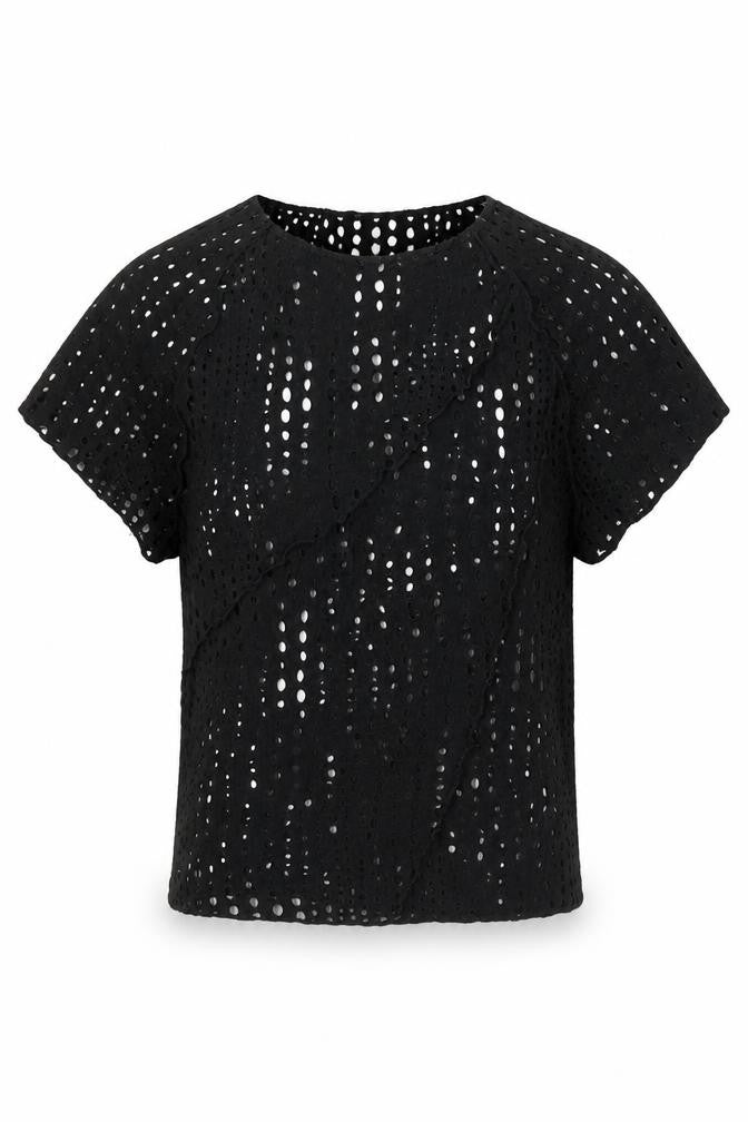 Front view of Divided women’s black polyester basic t-shirt size 2xs round neck