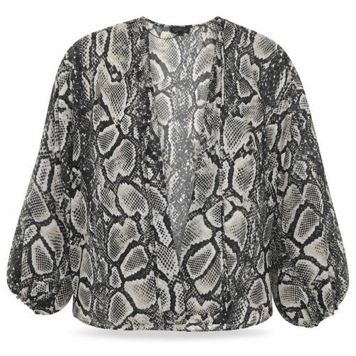 Topshop Womens Black Animal Print Polyester Kimono Blouse Size 8 V-Neck - Snake Skin Print