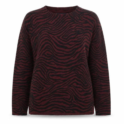 Marks and Spencer Womens Black Round Neck Animal Print Acrylic Pullover Jumper Size 12 - Zebra print