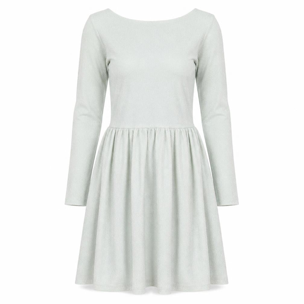 Topshop Womens Green Polyester Skater Dress Size 6 Boat Neck Pullover