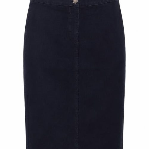 Marks and Spencer Womens Blue Cotton Straight & Pencil Skirt Size 10 Button