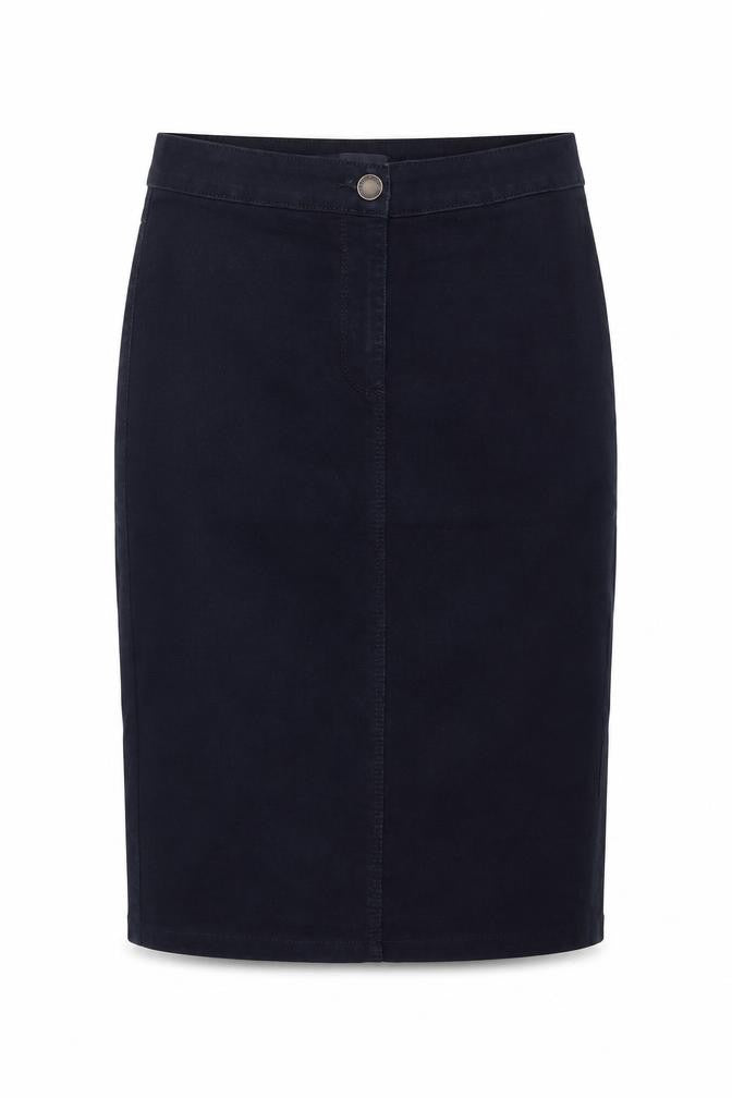Marks and Spencer Womens Blue Cotton Straight & Pencil Skirt Size 10 Button