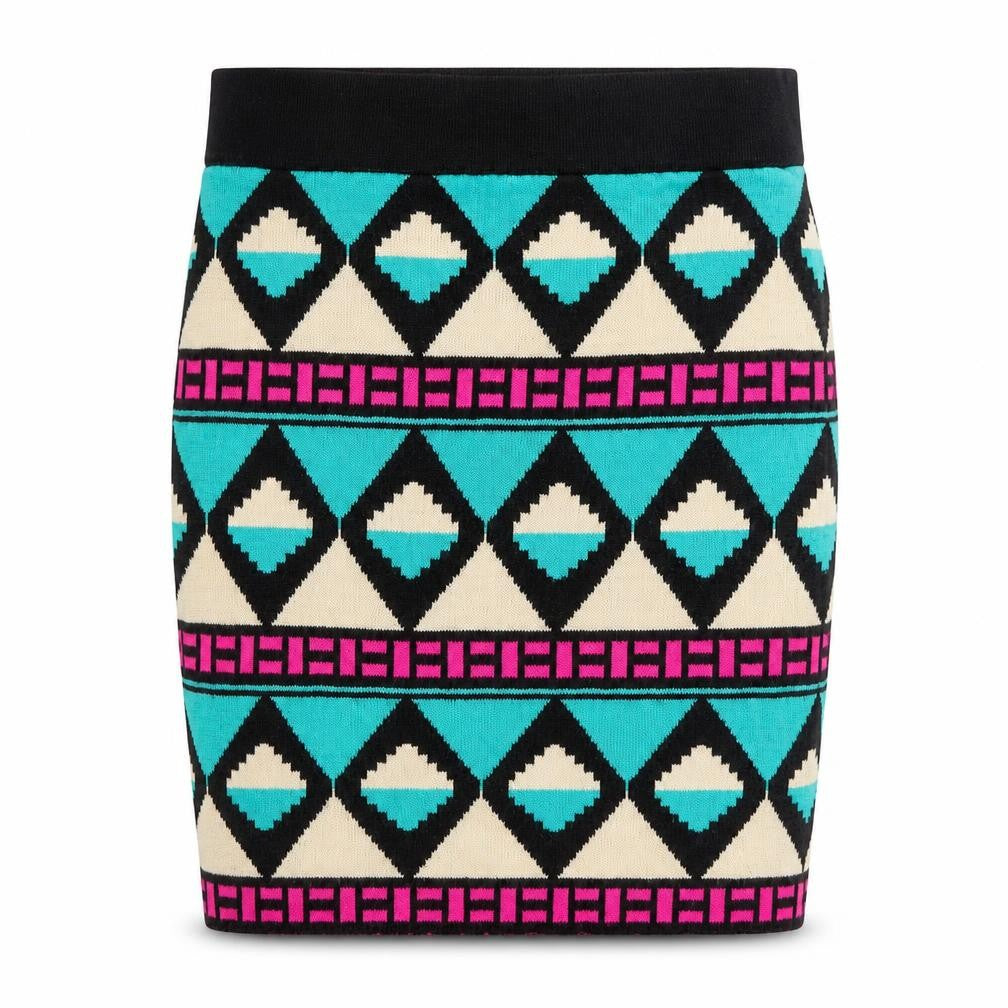 Miss Selfridge Womens Multicoloured Geometric Acrylic Bandage Skirt Size 8