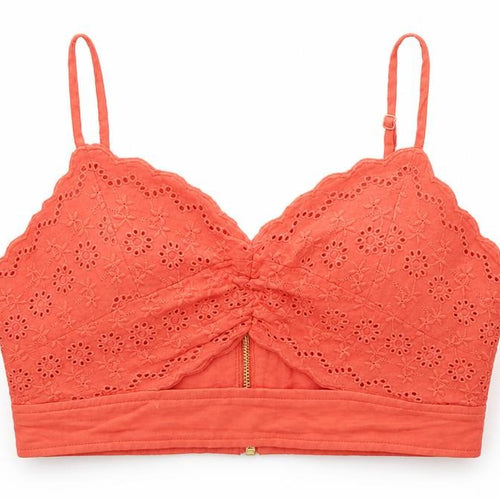 Topshop Womens Pink Cotton Cropped Tank Size 6 Sweetheart - Broderie Anglaise Details
