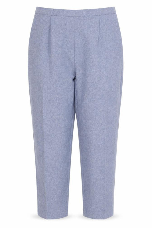 Front view of Classics women’s blue polyester trousers, size UK 20, regular