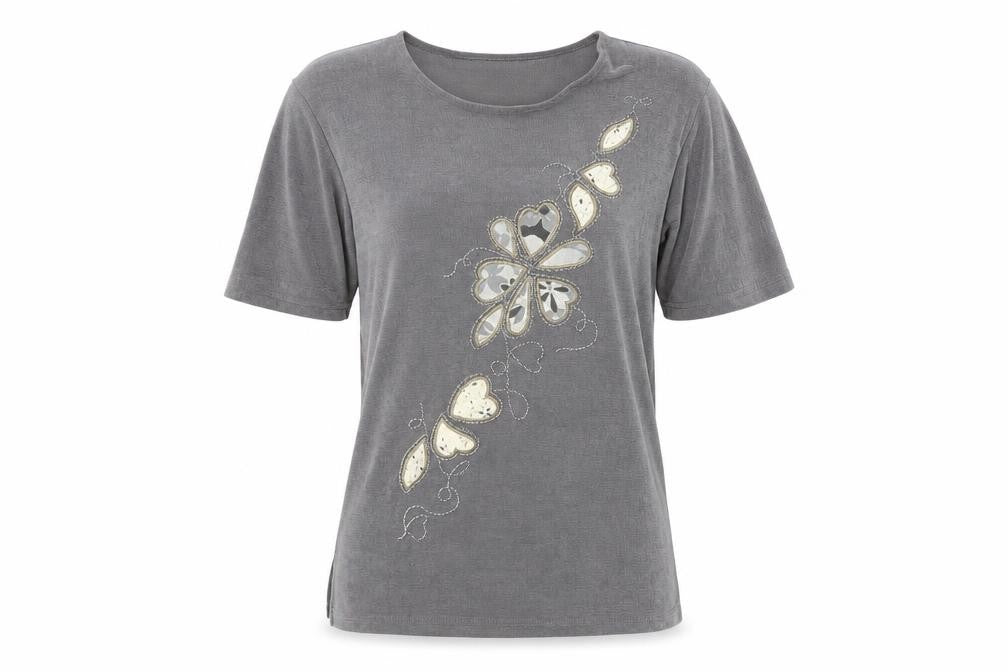 Front view of Citrus women’s brown polyester basic t-shirt, size M, round neck