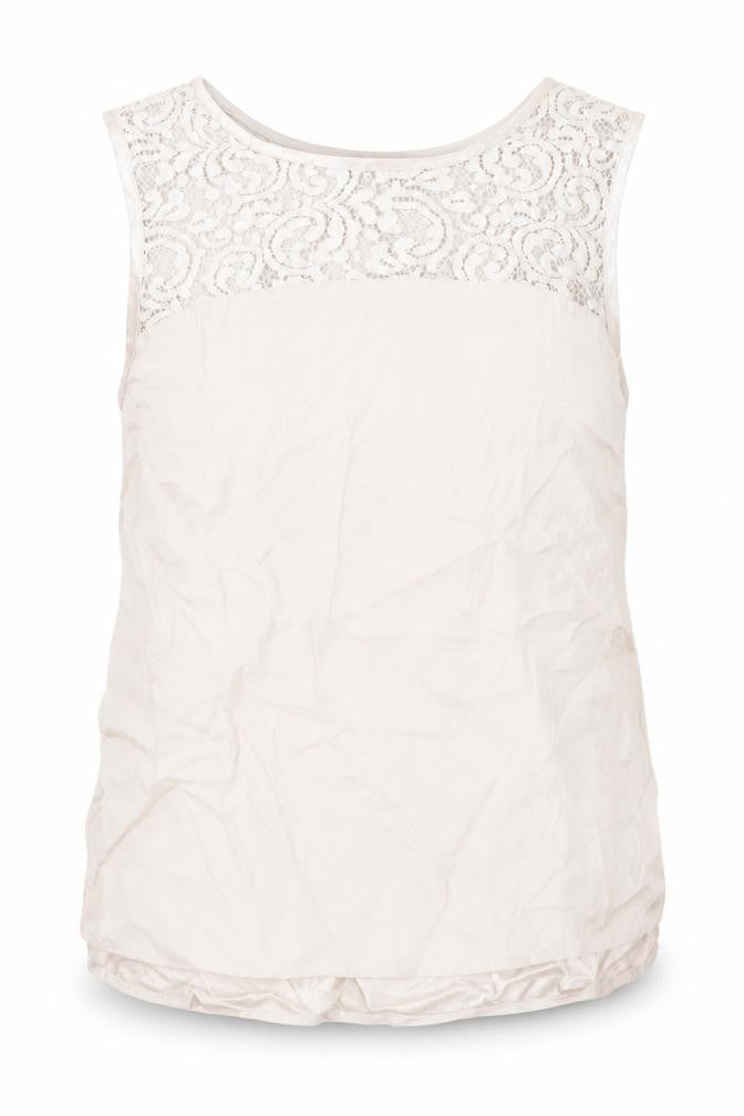 Front view of Monsoon women’s pink viscose basic tank, size UK 14, round neck - lace detail