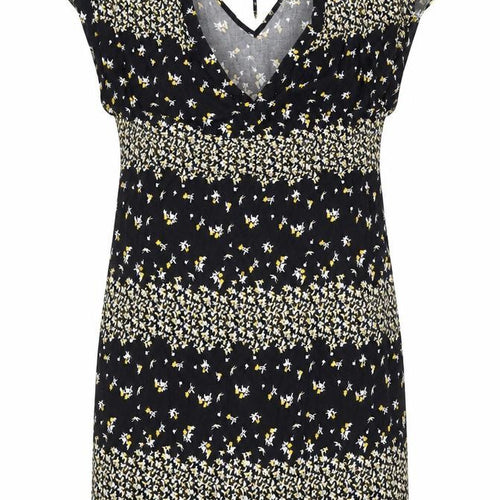 Papaya Womens Black Floral Viscose Shift Size 10 V-Neck Tie