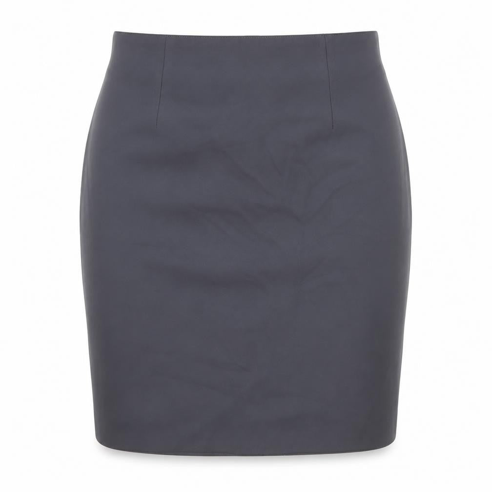 Front view of Beechers Brook women’s grey polyester straight & pencil skirt, size UK 12, zip
