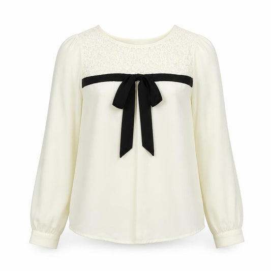 Front view of Jumpo women’s white polyester basic blouse, size M, boat neck