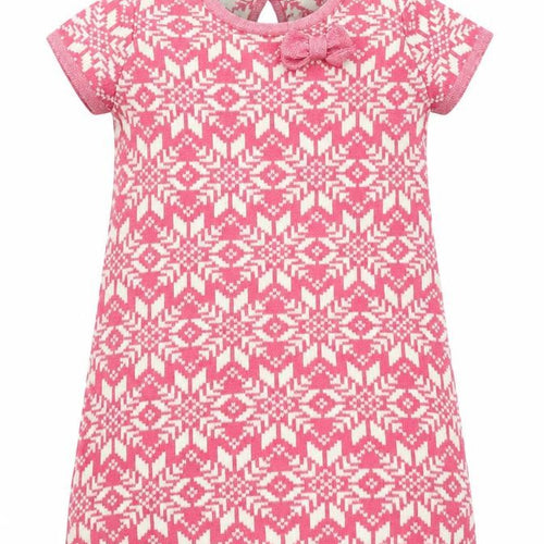 Strawberry Faire Girls Pink Geometric Cotton Jumper Dress Size 2-3 Years Round Neck Pullover