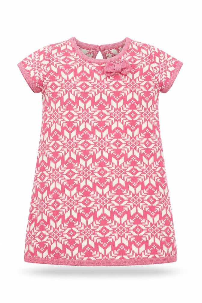 Strawberry Faire Girls Pink Geometric Cotton Jumper Dress Size 2-3 Years Round Neck Pullover