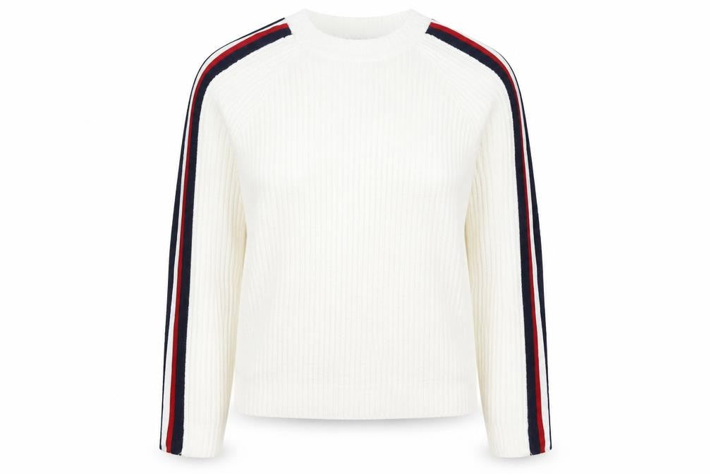 Front view of FB Sister women’s ivory polyester pullover sweatshirt, size M, pullover