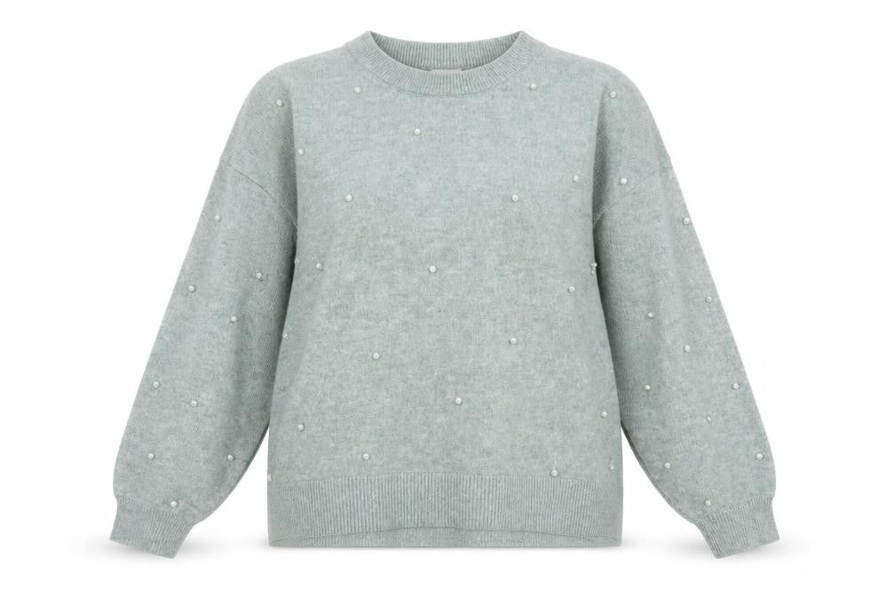 Front view of H&M women’s green round neck polyester jumper, size XL