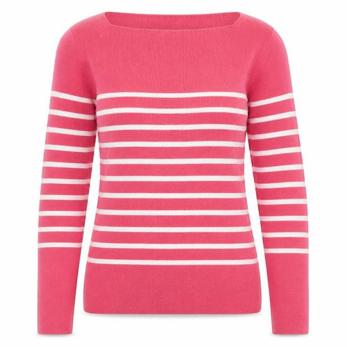 Edeis Womens Pink Boat Neck Striped Cotton Pullover Jumper Size 6 - Size 6-8