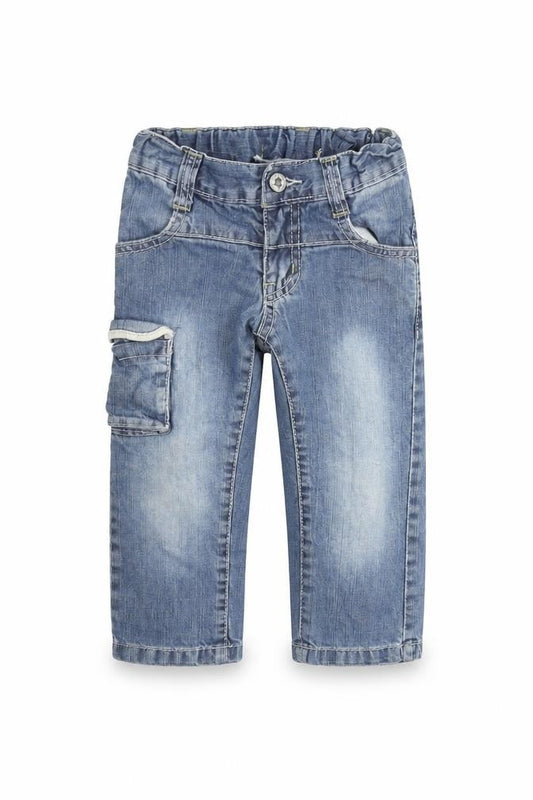 Front view of ativo Baby Blue 100% Cotton Jogger Jeans, size 24, Months Zip