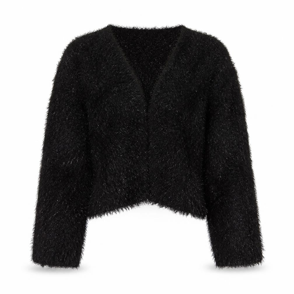 BHS Womens Black V-Neck Nylon Cardigan Jumper Size 10