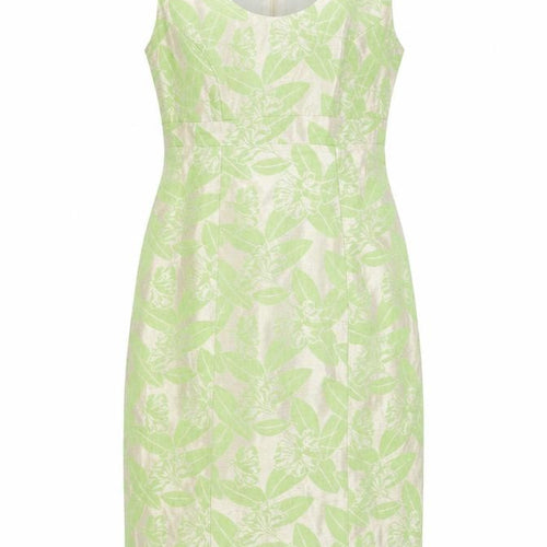 Paul Costelloe Womens Green Floral Polyester A-Line Size 10 Round Neck Zip