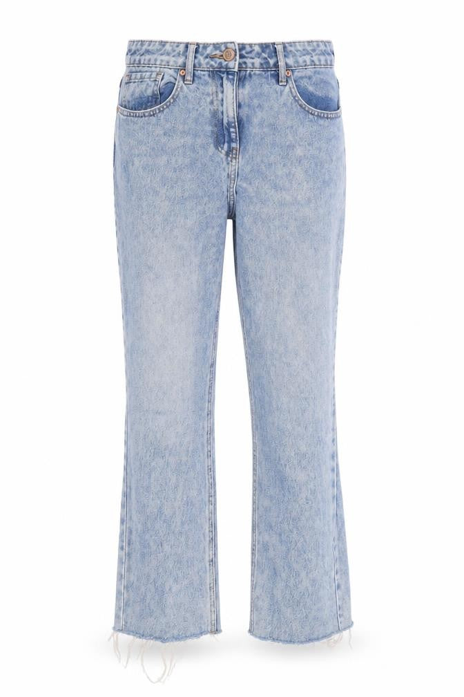 Front view of Next women’s blue cotton straight jeans, size UK 8, regular zip