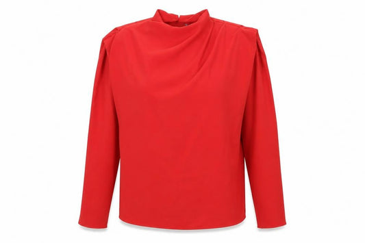 Front view of Zara women’s red polyester basic blouse, size L, round neck