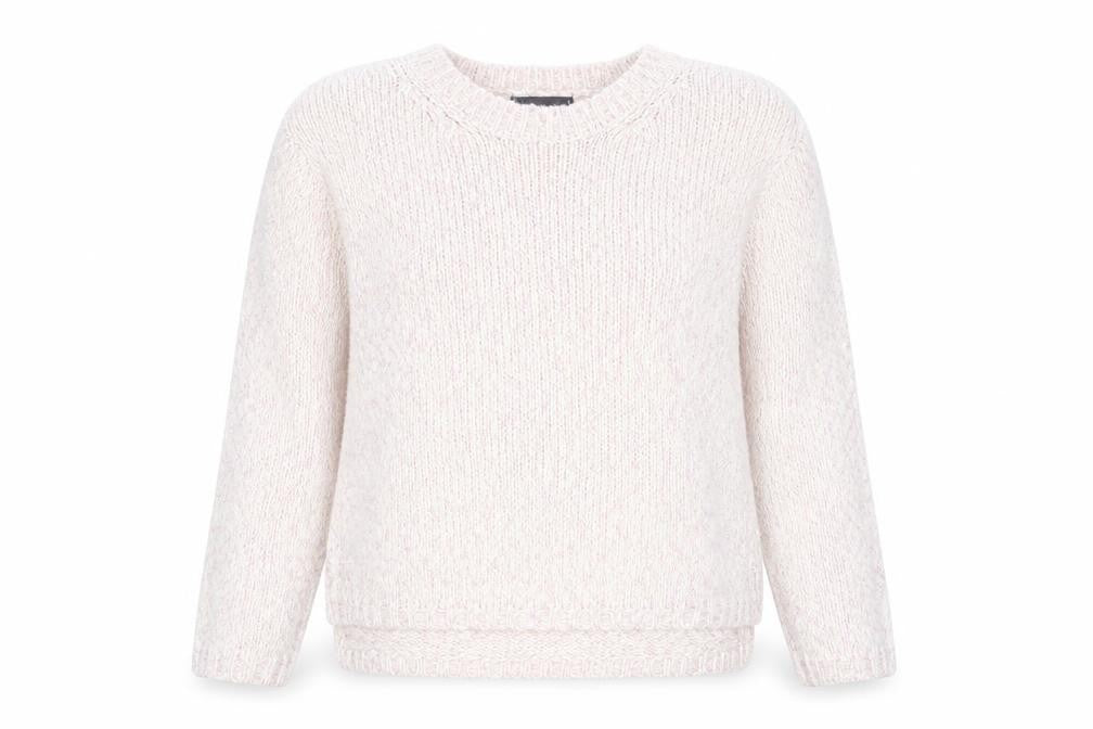 Front view of Marks & Spencer women’s purple round neck polyester jumper, size S