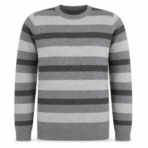 Blue Harbour Mens Grey Round Neck Striped Cotton Pullover Jumper Size S Long Sleeve
