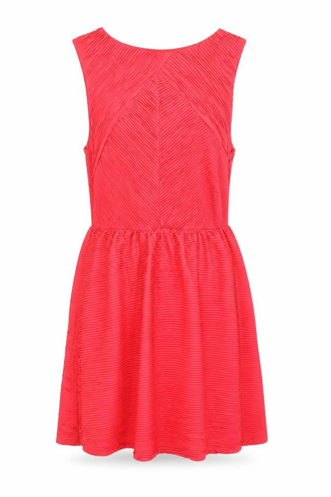 Topshop Womens Pink Polyester Fit & Flare Size 14 Boat Neck Zip