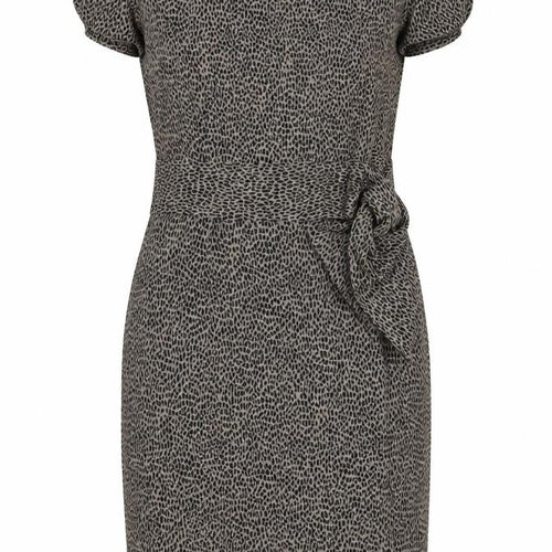Marks and Spencer Womens Brown Animal Print Acrylic Pencil Dress Size 10 Boat Neck Zip - Leopard Print
