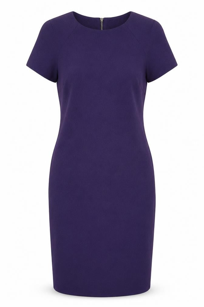 M&Co Womens Blue Polyester Pencil Dress Size 10 Boat Neck Zip