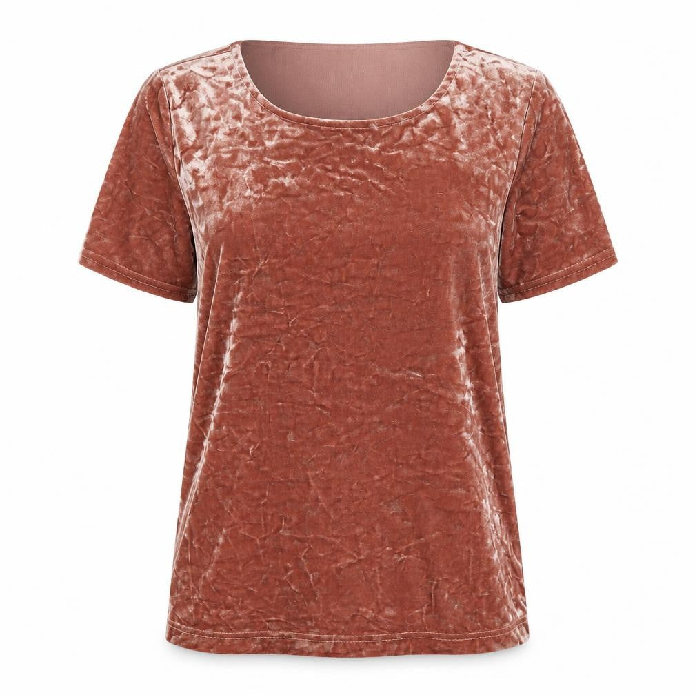 Front view of New Look women’s pink polyester basic t-shirt, size UK 8, round neck