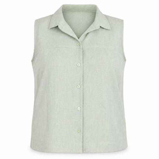 Front view of Roberto Celli women’s green polyester basic tank, size UK 18, v-neck