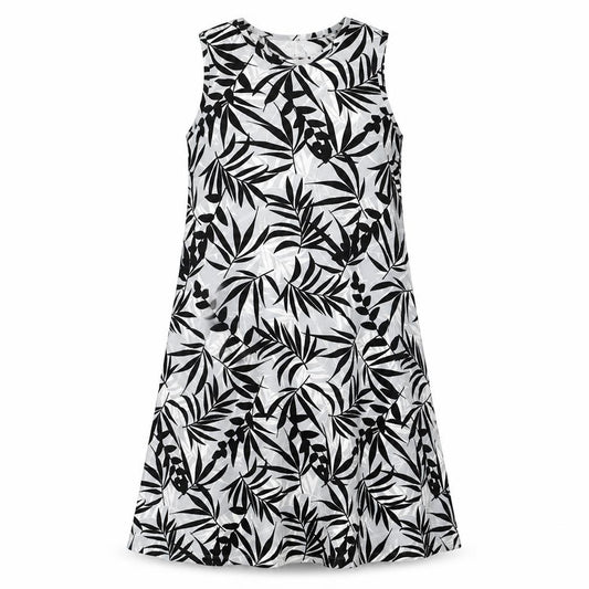 Front view of D&Co. women’s grey floral cotton trapeze & swing, size M, round neck pullover