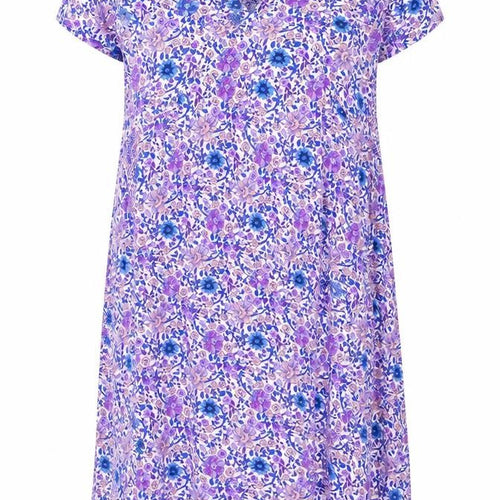 Grace & Mila Womens Purple Floral Viscose A-Line Size M V-Neck Pullover