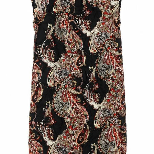 F&F Womens Black Geometric Viscose A-Line Size 8 Round Neck Zip