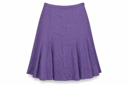 Front view of Cotswold Collection women’s purple polyester swing skirt, size UK 12, zip