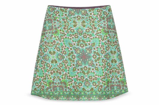 Front view of Lybgaard women’s multicoloured floral polyester swing skirt, size M, zip