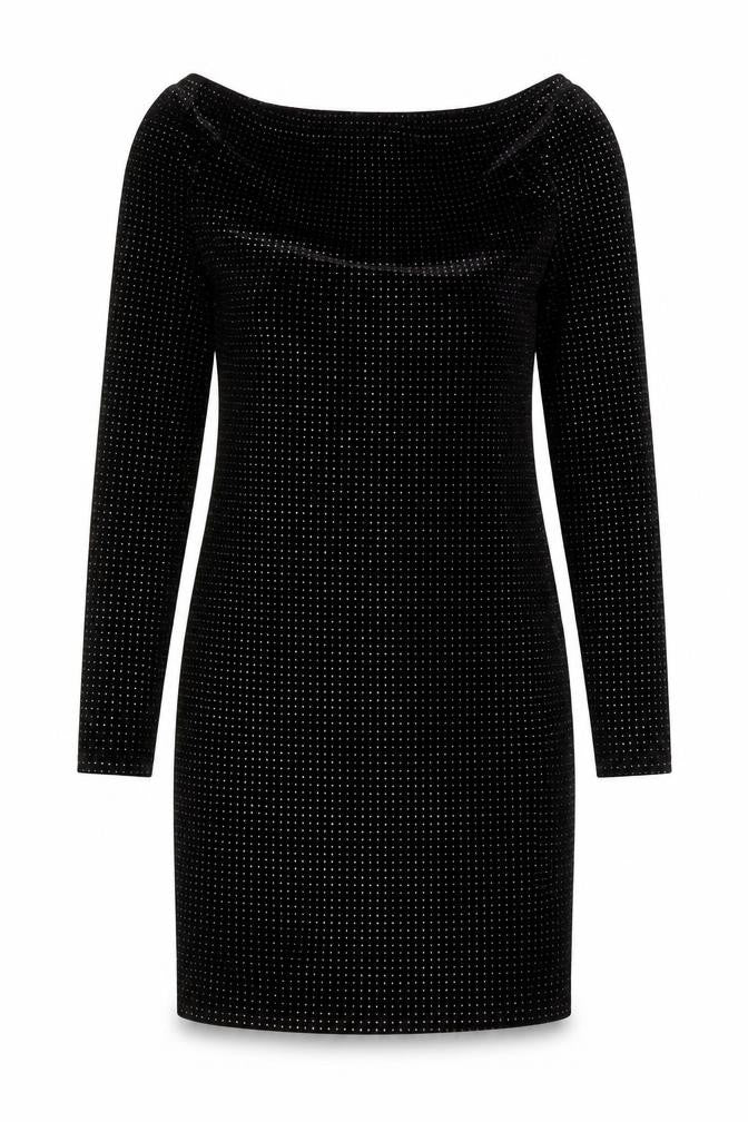 Quiz Womens Black Polyester A-Line Size 10 Boat Neck Pullover