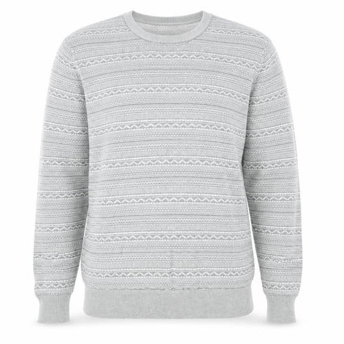 Springfield Mens Grey Round Neck Fair Isle Cotton Pullover Jumper Size XL Long Sleeve
