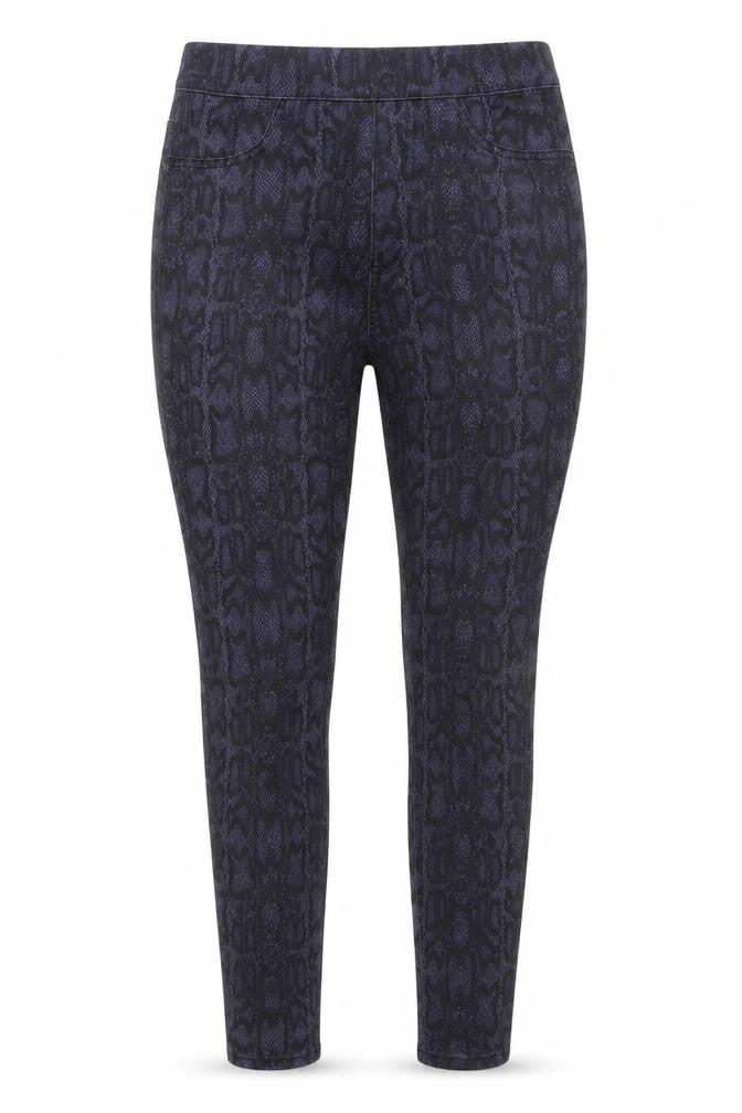 Marks and Spencer Womens Blue Animal Print Cotton Jegging Jeans Size 10 L26 in Regular - Snake Print