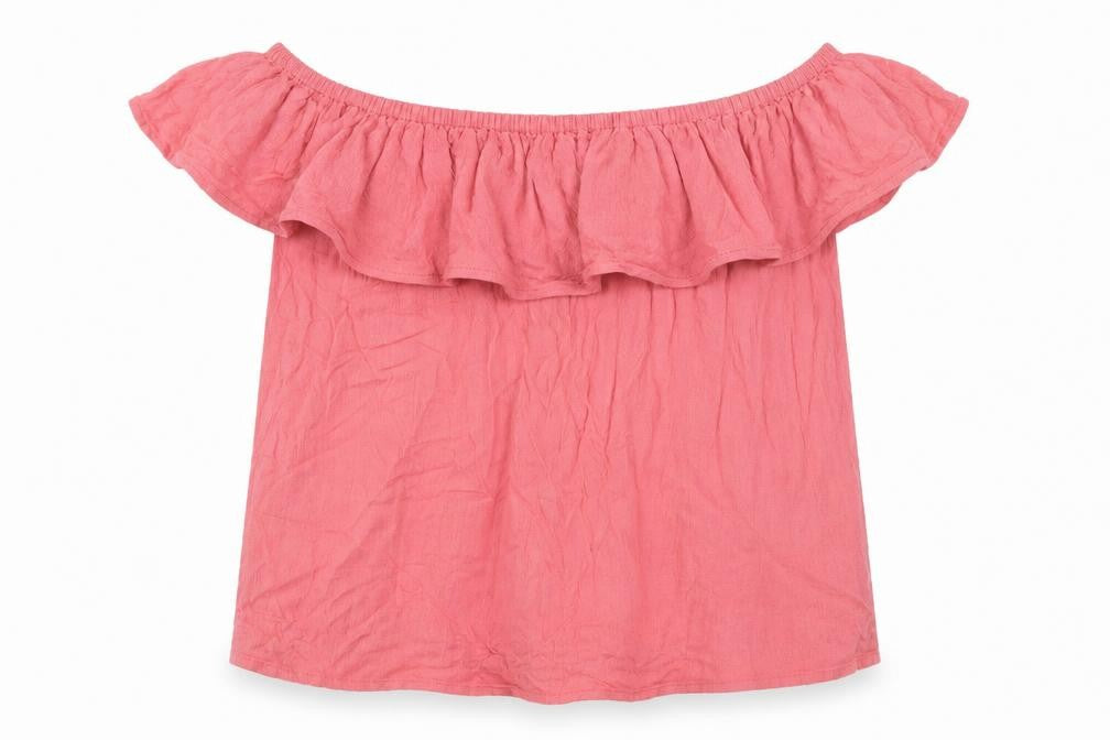 Front view of ICHI women’s pink viscose basic tank, size L, off the shoulder