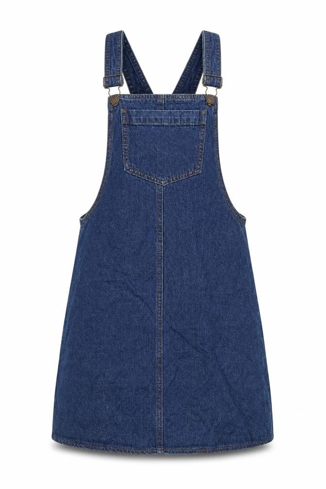 Brave Soul Womens Blue Cotton Pinafore/Dungaree Dress Size 10 Sweetheart Buckle