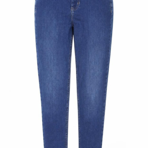 Marks and Spencer Womens Blue Cotton Skinny Jeans Size 10 Regular Zip