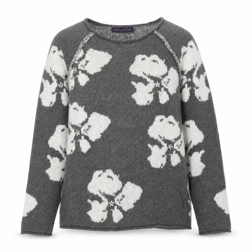 Marks and Spencer Womens Grey Scoop Neck Geometric Acrylic Pullover Jumper Size 10