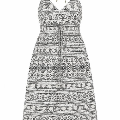 Amber Krystal Womens White Geometric Polyester Fit & Flare Size M Halter Tie
