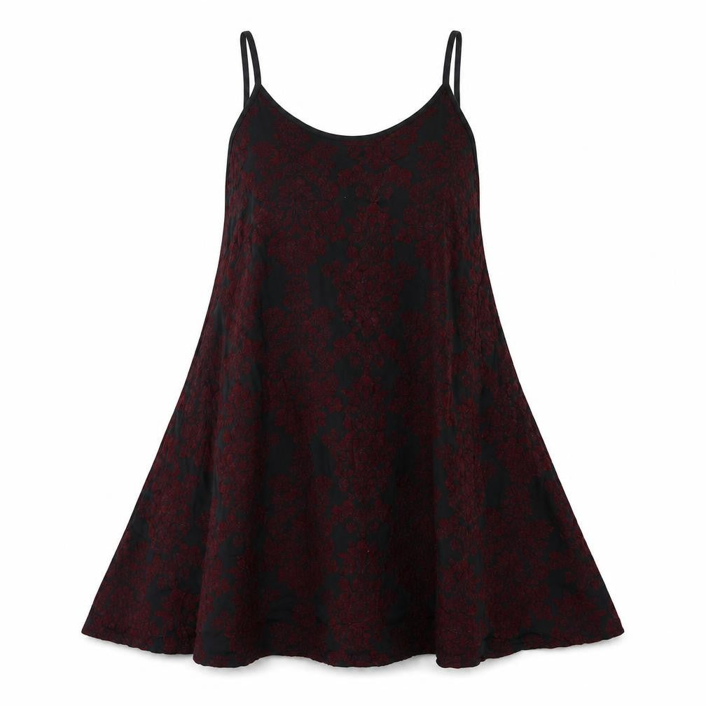 Mizumi Womens Black Floral Polyester Trapeze & Swing Size L Scoop Neck Pullover