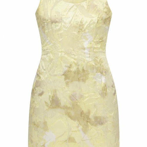 Grace Collection Womens Yellow Geometric Viscose A-Line Size 8 Scoop Neck Zip