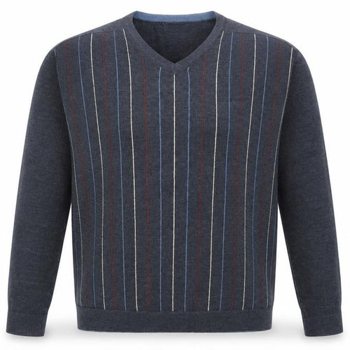 Burton Mens Blue V-Neck Striped Acrylic Pullover Jumper Size S Long Sleeve