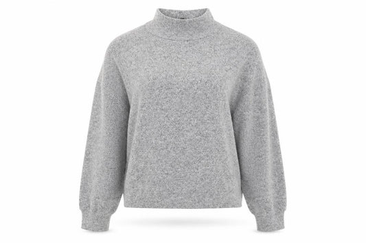 Front view of Primark women’s grey high neck polyester jumper, size S