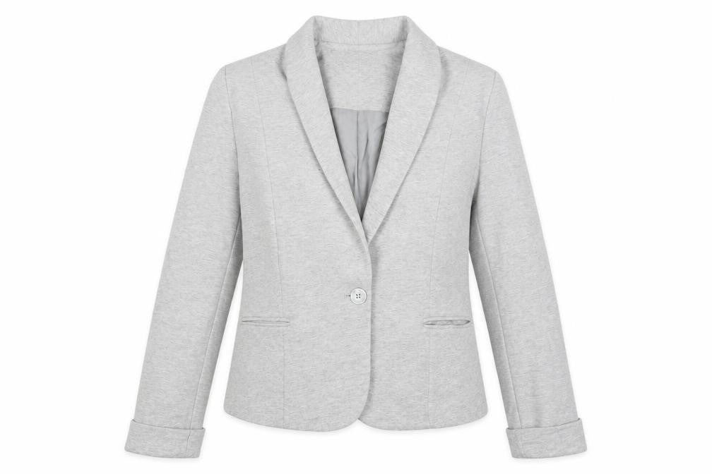 Front view of Zara women’s grey cotton jacket blazer, size L
