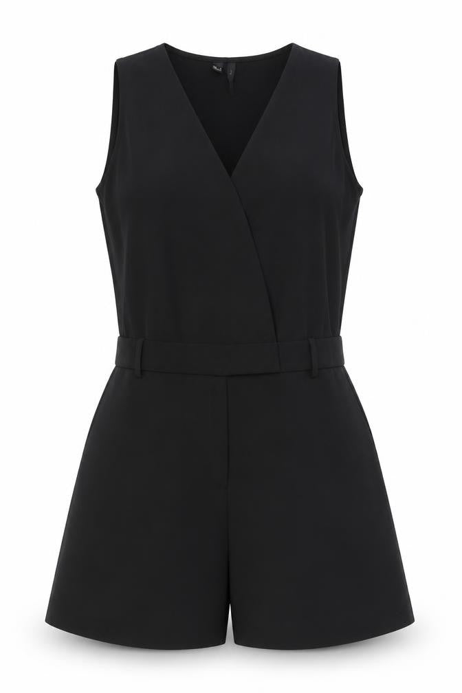 Mango Womens Black Polyester Playsuit One-Piece Size M Button
